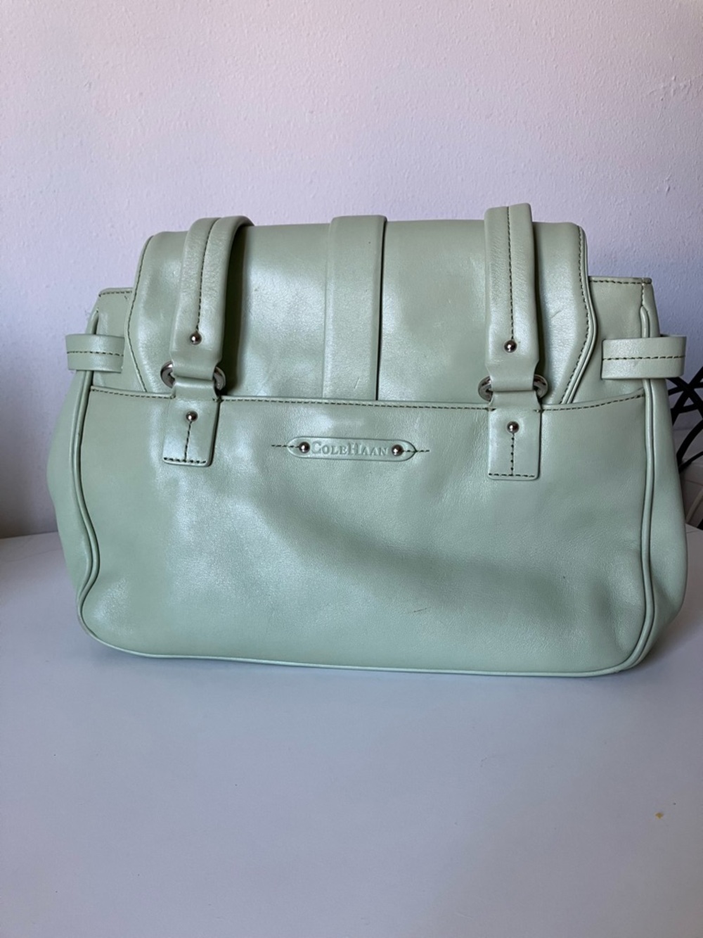Cole Haan Alexa Mint Green Flap Satchel - Picture 5 of 9